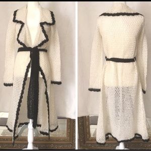 DIANE VON FURSTENBERG Crocheted Sweater Robe | Large